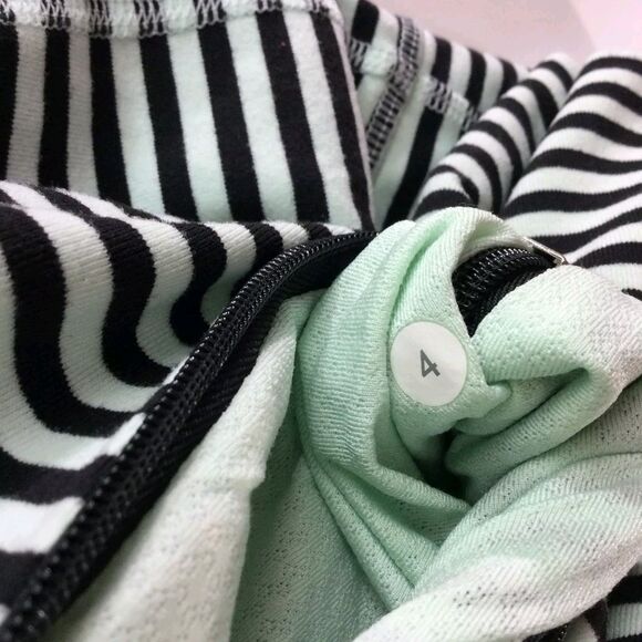 Lululemon Daily Yoga Mint Moment Full Zip Black Green Stripe Preppy Jacket Sz 4 - Picture 6 of 7